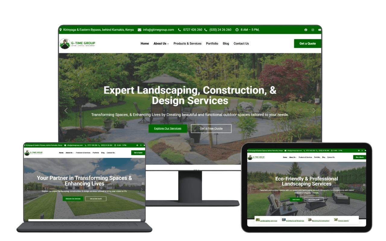 Modern Landscaping Company Website Development for G-Time Group