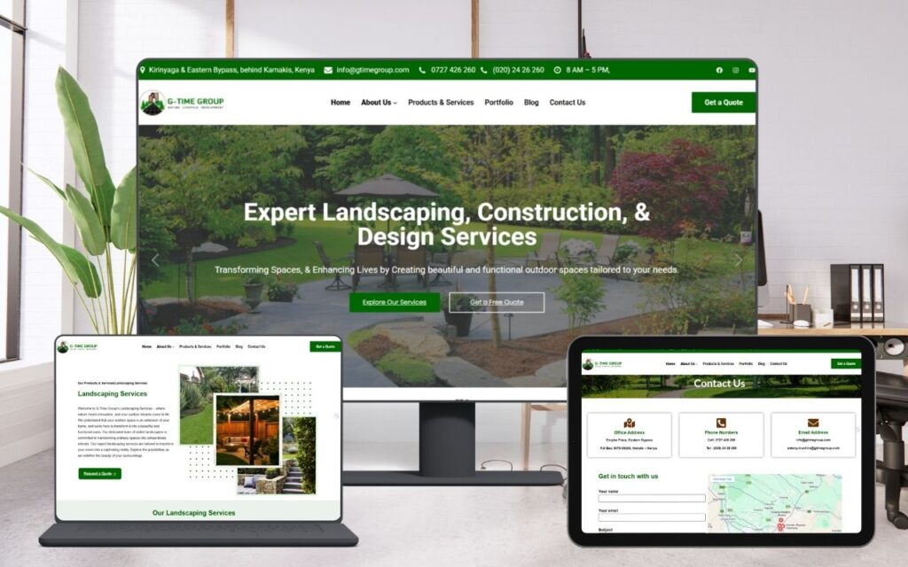 Modern Landscaping Company Website Development for G-Time Group