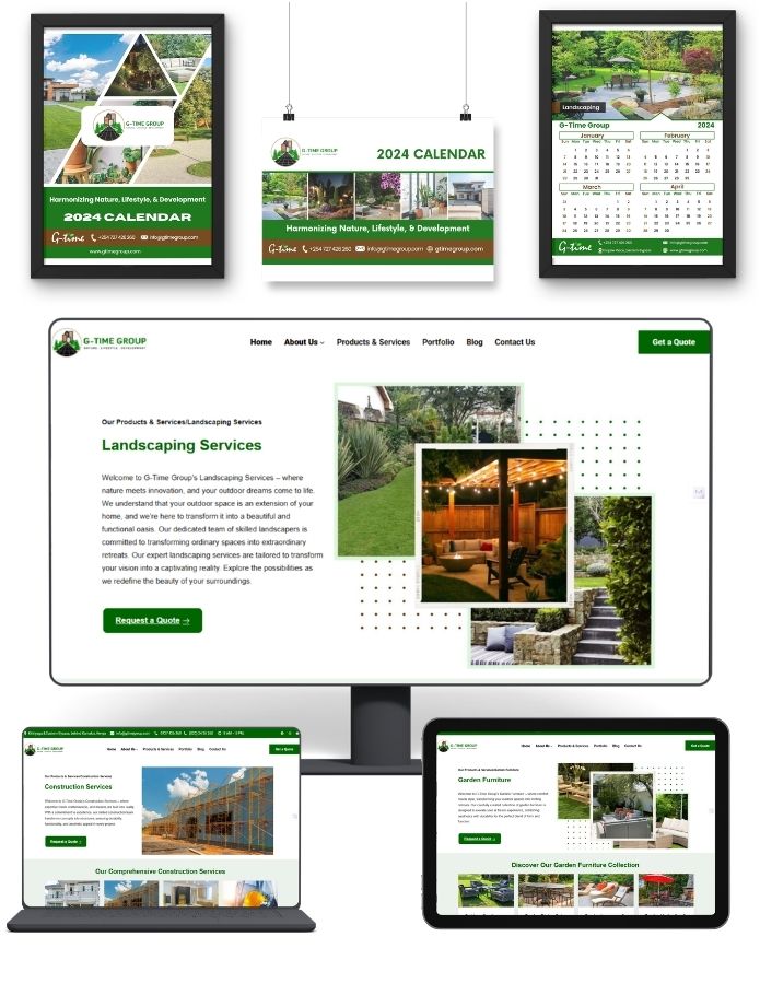 Modern Landscaping Company Website Development for G-Time Group