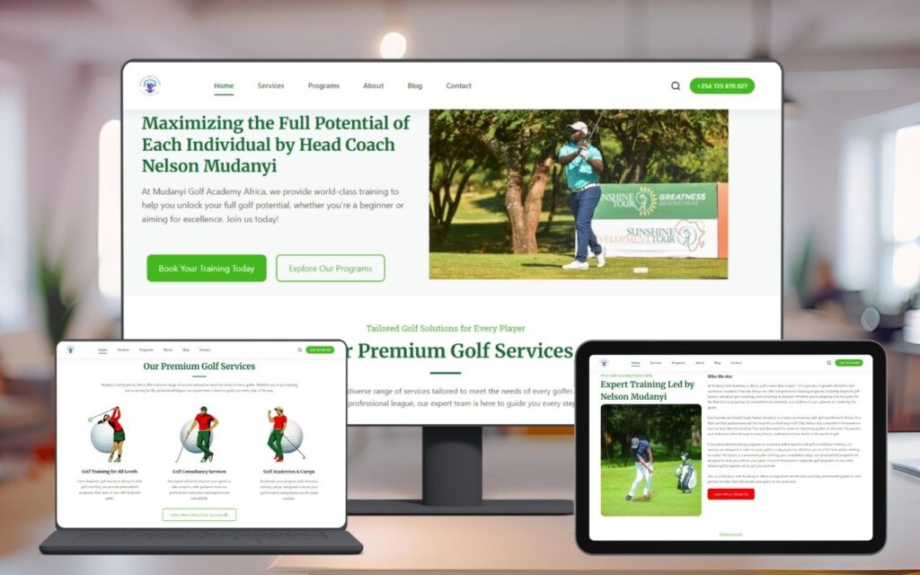 Golf Academy Website Design in Kenya | CubiKode Agency