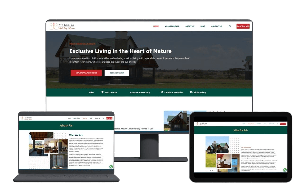 Resort Website Development for Mt. Kenya Holiday Homes & Golf Resort